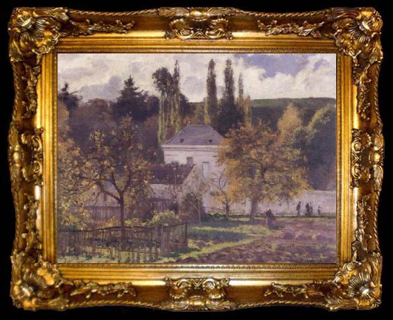 framed  Camille Pissarro Villa at L-Hermitage,Pontoise, ta009-2